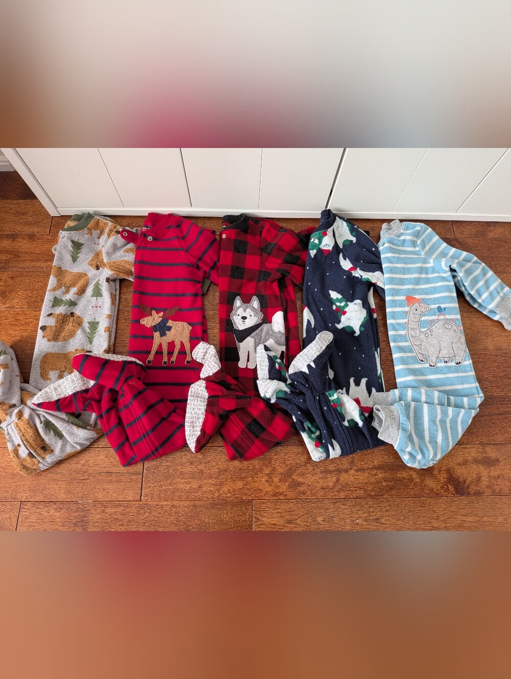 Bundle: 18m Carter's Baby Toddler Fleece Zipper Pajamas, 5 items